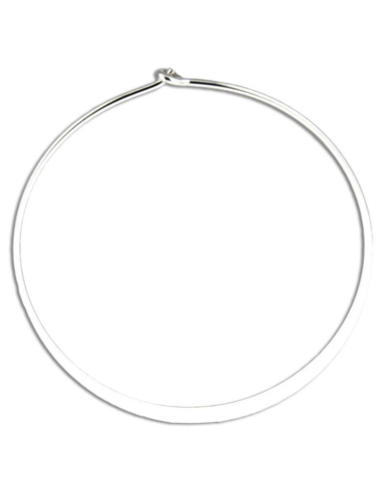 Sterling Silver Round Flattened Hoop Earrings 38mm