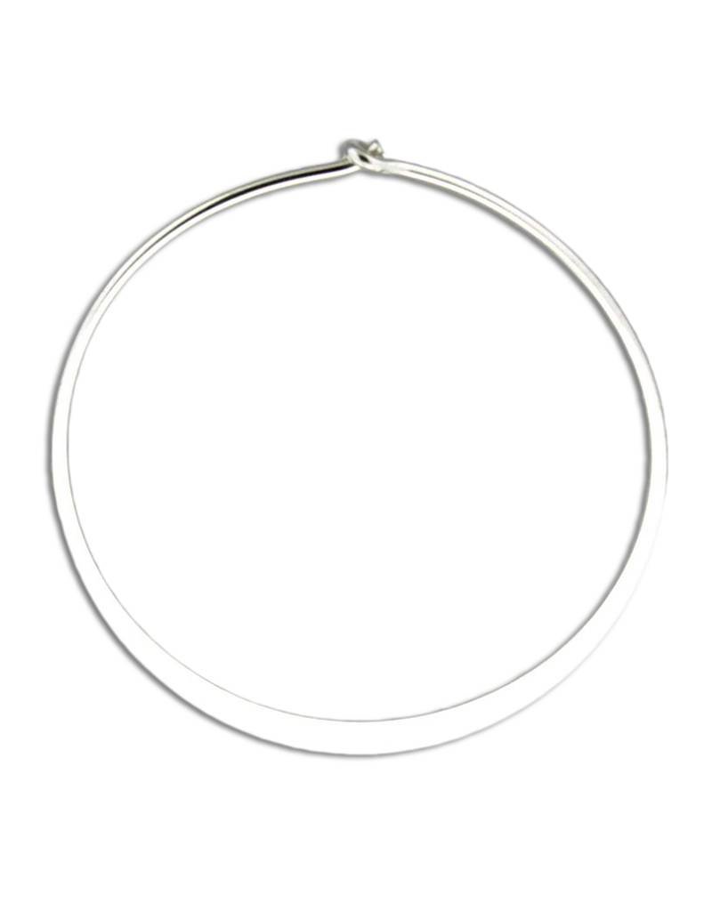 Sterling Silver Round Flat Hoop Earrings 32mm
