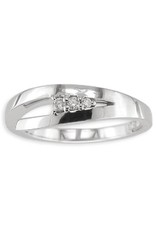 Sterling Silver Split Band w/ Three Diamonds Ring