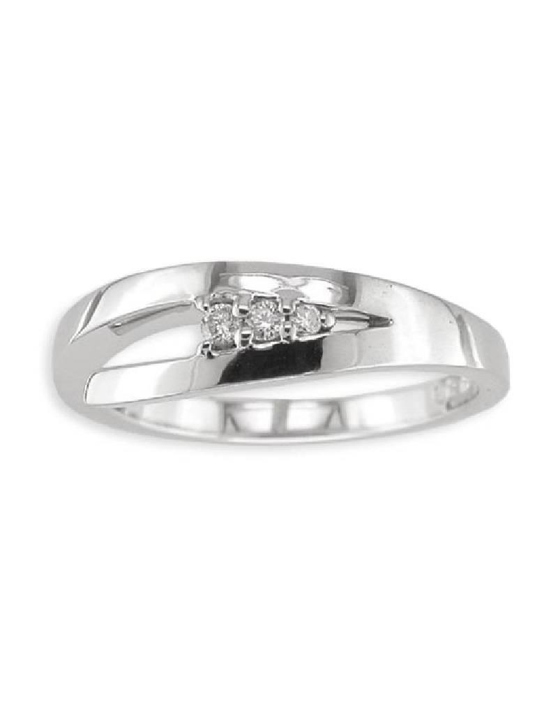 Sterling Silver Split Band w/ Three Diamonds Ring