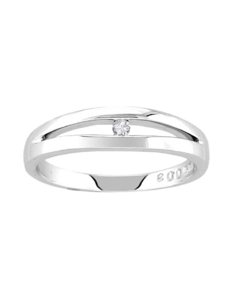 Sterling Silver Split Band Diamond Ring