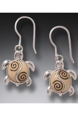 ZEALANDIA Fossilized Walrus Ivory Turtle and Sterling Silver Earrings - Baby Turtles