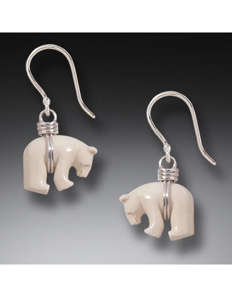 ZEALANDIA Sterling Silver Mammoth Ivory Polar Bear Earrings