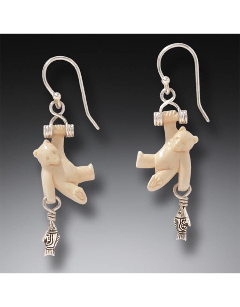 ZEALANDIA Ancient Mammoth Ivory and Sterling Silver Bear Earrings – First Catch