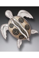 ZEALANDIA Sterling Silver Fossilized Walrus Ivory Sea Turtle Pin or Pendant