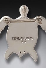 ZEALANDIA Sterling Silver Fossilized Walrus Ivory Sea Turtle Pin or Pendant