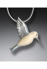 ZEALANDIA Fossilized Walrus Ivory and Sterling Silver Hummingbird Pendant