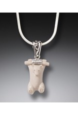 ZEALANDIA Sterling Silver Ancient Mammoth Ivory Polar Bear Pendant - Hanging Bear