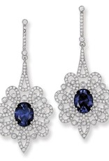 Vintage Blue CZ Dangle Post Earrings