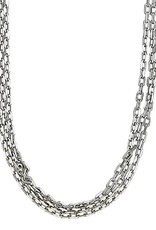 Sterling Silver 3-Strand Cable Link Necklace 36"