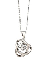 Sterling Silver Knot with Dancing/Shimmering Cubic Zirconia Necklace 18"