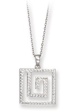 Sterling Silver Greek Key Cubic Zirconia Necklace 18"