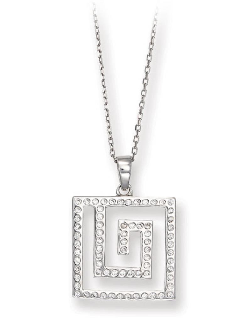 Sterling Silver Greek Key Cubic Zirconia Necklace 18"