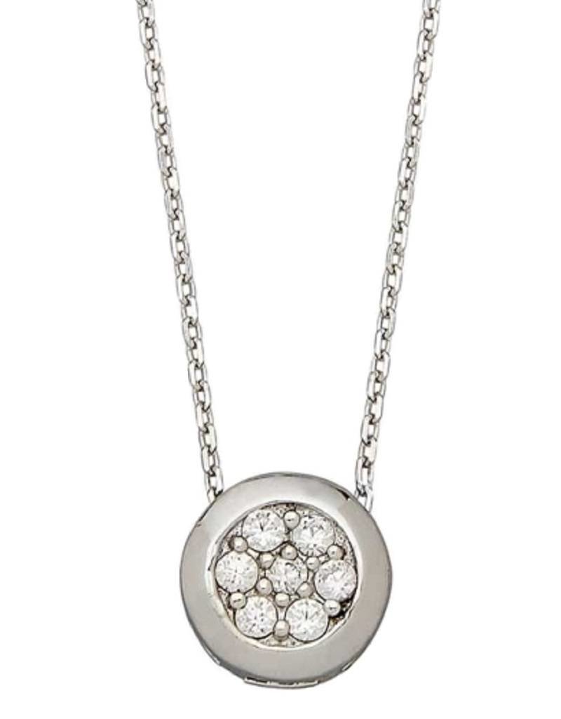 Sterling Silver Round Pave Cubic Zirconia Necklace 18"