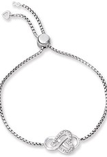 Sterling Silver Heart Infinity Cubic Zirconia Adjustable Bolo Bracelet