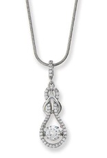 Sterling Silver Love Knot with Dancing/Shimmering Cubic Zirconia Necklace 18"