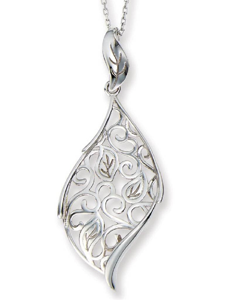 Sterling Silver Open Leaf Necklace 18"