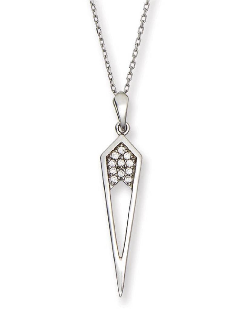 Sterling Silver Dagger Cubic Zirconia Necklace 18"