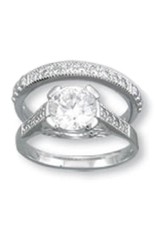 Sterling Silver Round Cubic Zirconia Wedding Set Ring