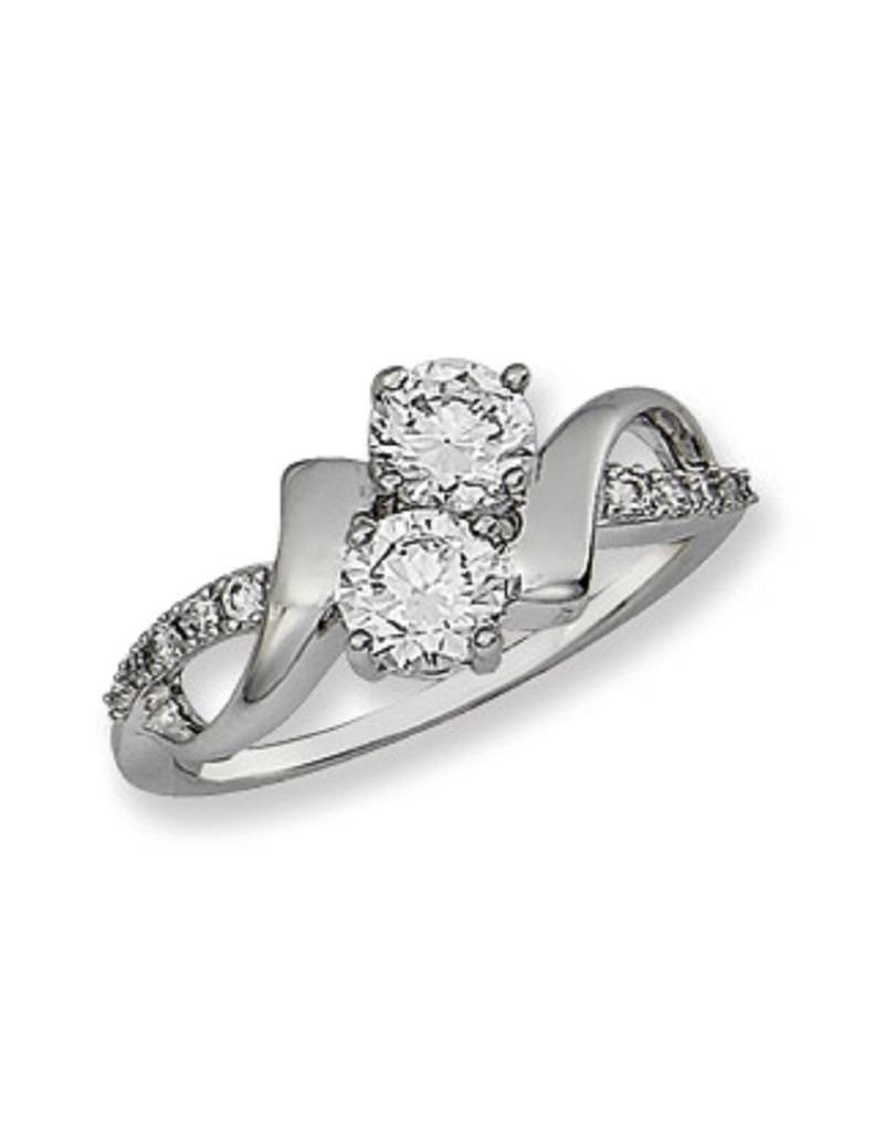 Sterling Silver 2-Stone Cubic Zirconia Ring