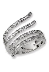 Sterling Silver 4 Branch Pave Cubic Zirconia Ring