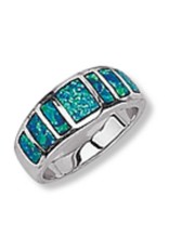 Sterling Silver Synthetic Opal Inlay Ring