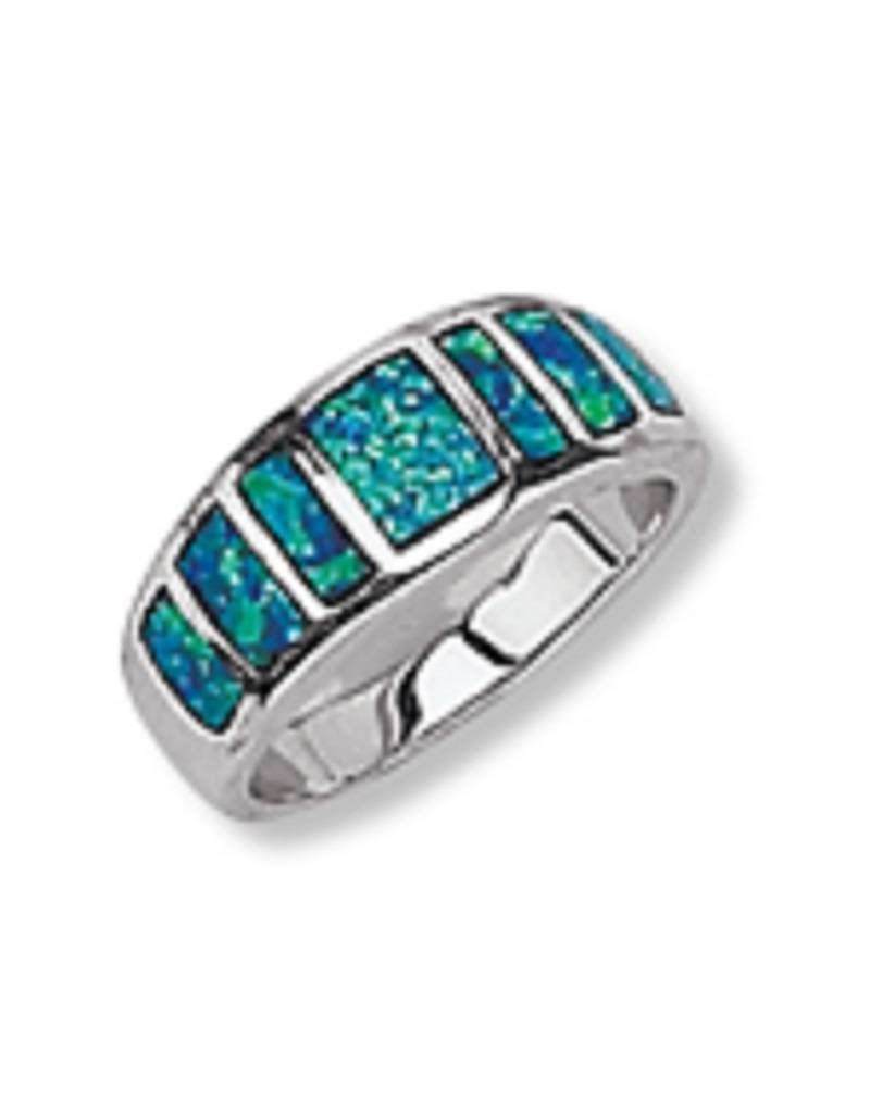 Sterling Silver Synthetic Opal Inlay Ring