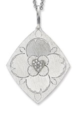 Sterling Silver Flower and Heart Cubic Zirconia Necklace 16"+2" Extender