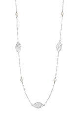 Sterling Silver Chain with Pearl and Open Oval Swirl Design Necklace 24"