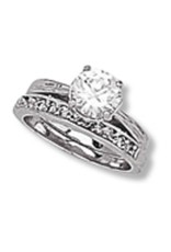 Sterling Silver Wedding Set Cubic Zirconia Ring