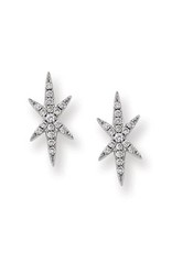 Sterling Silver Star Cubic Zirconia Post Earrings 14mm