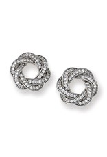 Sterling Silver Knot Cubic Zirconia Post Earrings 12mm