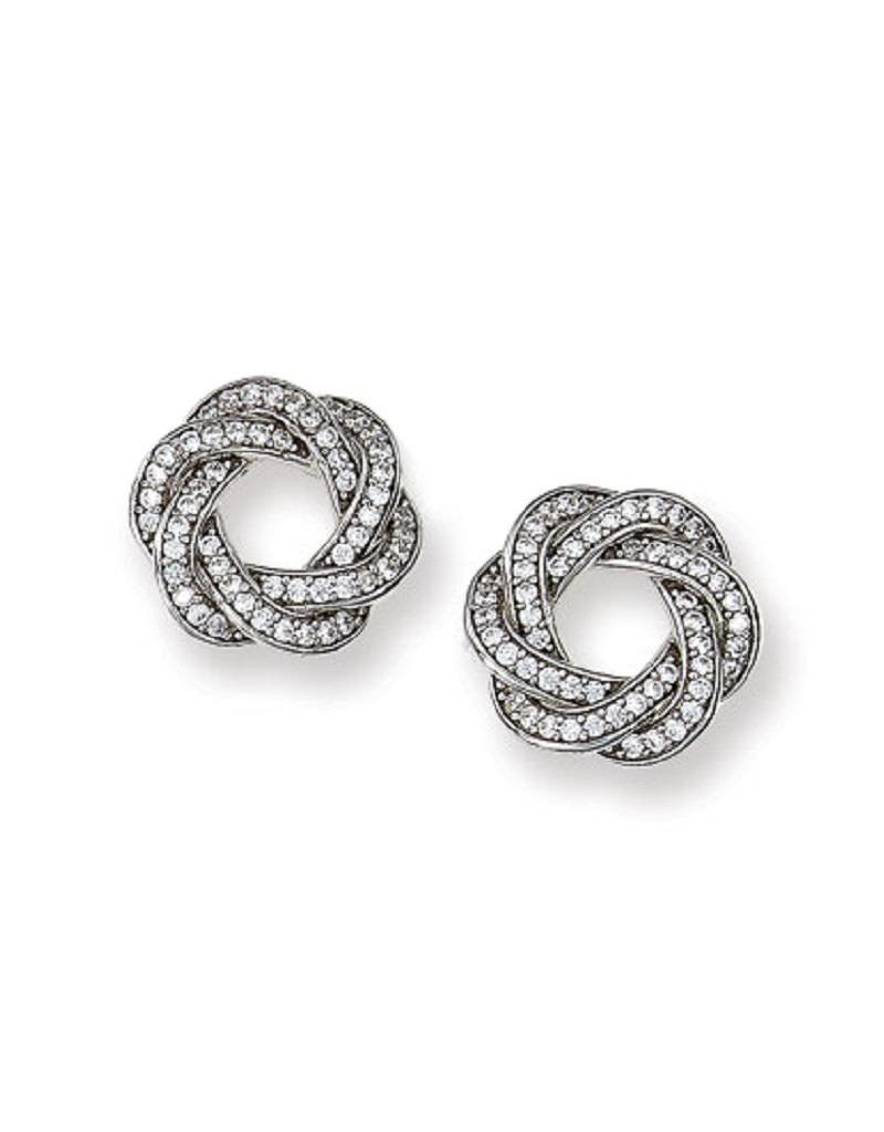 Sterling Silver Knot Cubic Zirconia Post Earrings 12mm