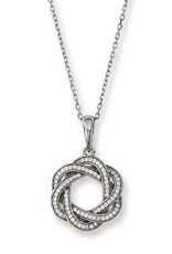 Sterling Silver Knot Cubic Zirconia Necklace 18"