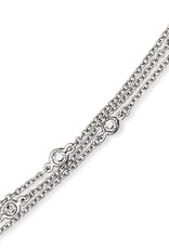 Sterling Silver 3-Strand Cable Chain with Round Cubic Zirconia Choker Necklace 13"+3" Extender