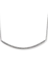 Sterling Silver Curved Bar Cubic Zirconia Necklace 16"+2" Extender