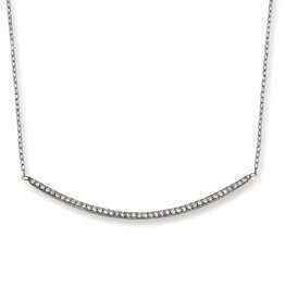 Curved Bar CZ Necklace 16"+2"