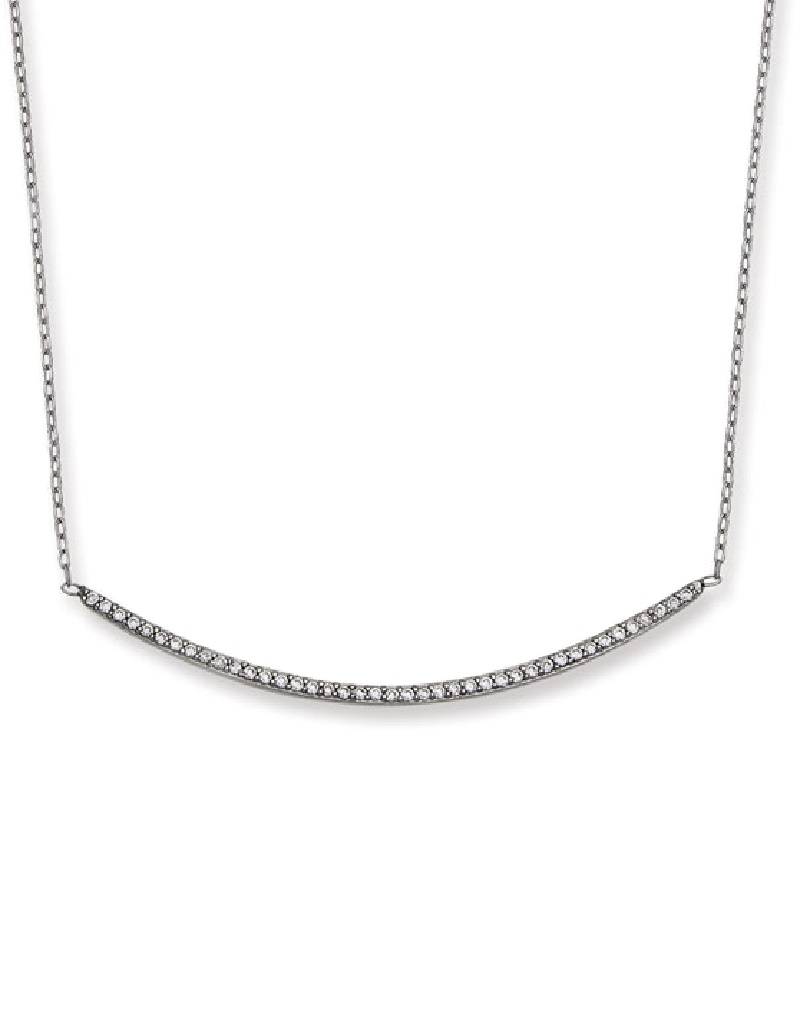 Curved Bar CZ Necklace 16"+2"