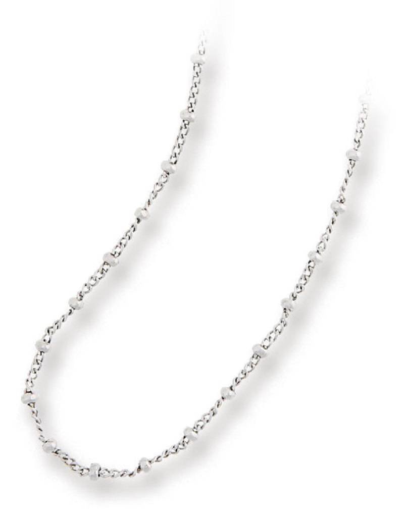 Sterling Silver 1.8mm Beaded Link Chain Necklace