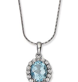 Oval Blue Topaz Diamond Necklace