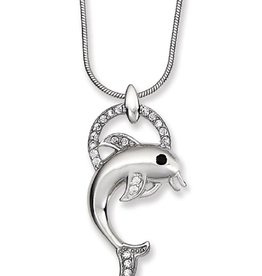 Dolphin Ring CZ Necklace