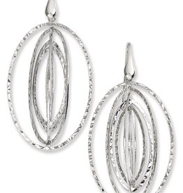 3-D Oval Hammered Earrings 40mm