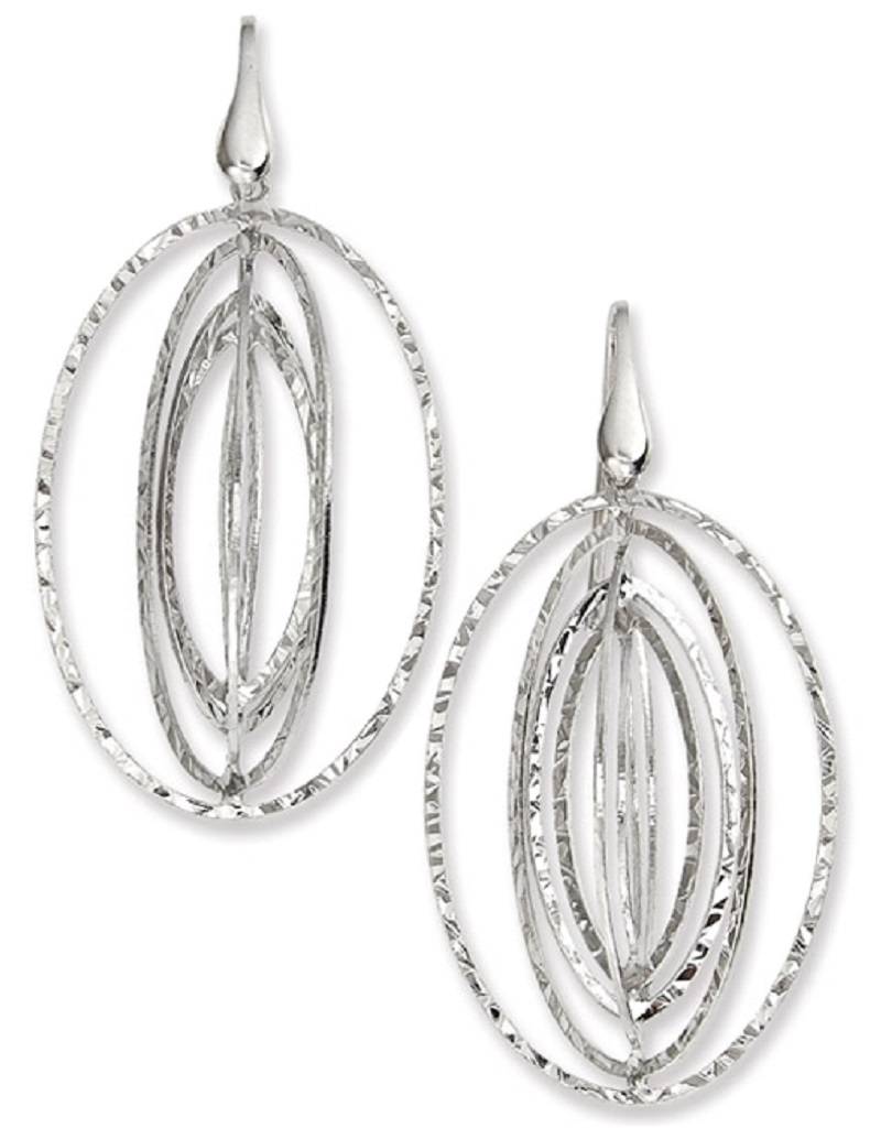 3-D Oval Hammered Earrings 40mm