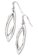 Sterling Silver Double Marquise Shaped Earrings 48mm