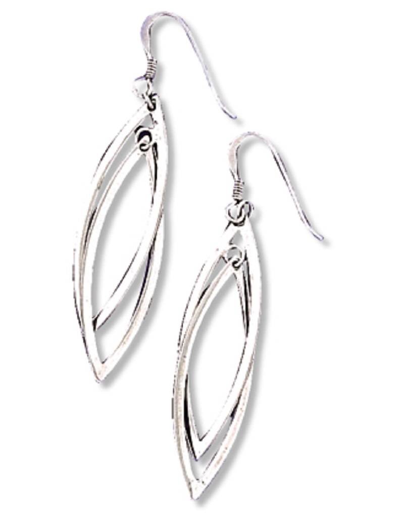 Sterling Silver Double Marquise Shaped Earrings 48mm
