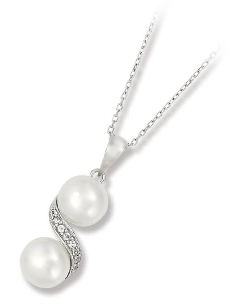 2 Pearl & White Topaz Necklace
