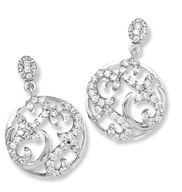Round Scroll CZ Post Earrings 22mm