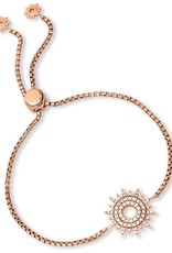 Sterling Silver Sun Dial Cubic Zirconia Bolo Bracelet with 14k Rose Gold Vermeil Finish