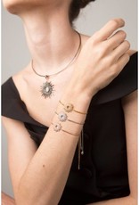 Sterling Silver Sun Dial Cubic Zirconia Necklace with Rhodium Finish 18"