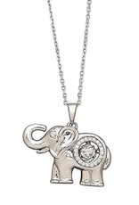 Sterling Silver Elephant with Dancing/Shimmering Cubic Zirconia Necklace 18"